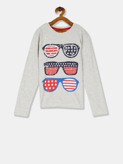 

Cherokee Boys Grey Melange Printed Round Neck T-shirt