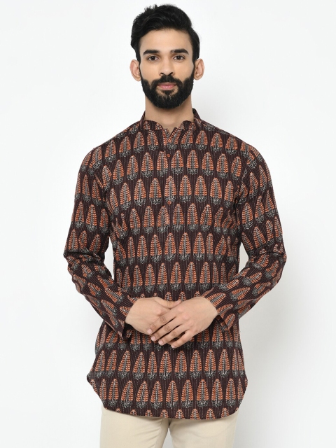 

KISAH Men Brown & White Woven Design Pathani Kurta