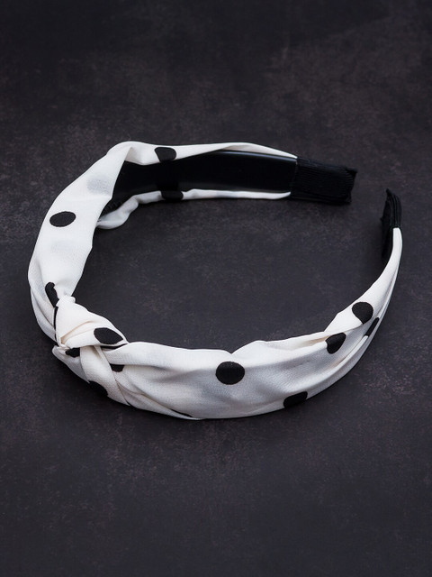 

Golden Peacock White & Black Printed Hairband