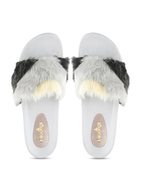 

STEPpings Women Grey & Black Self Design Sliders