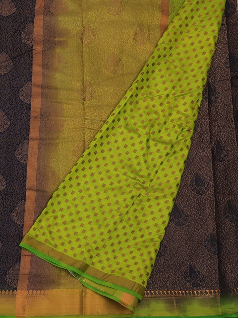 

Pothys Navy Blue & Green Jute Silk Woven Design Saree