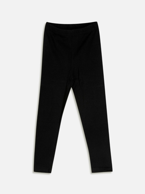 

Aomi Girls Black Solid Ankle-Length Leggings