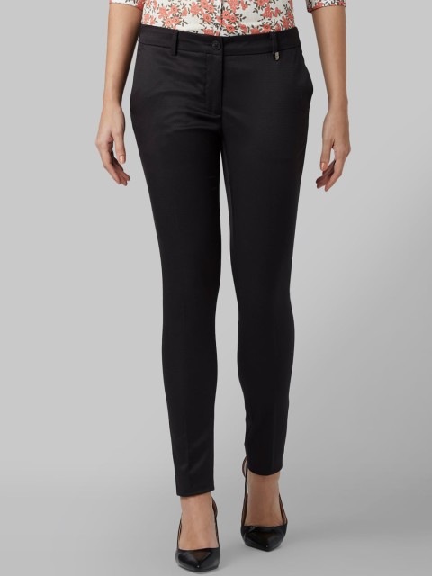 

Park Avenue Woman Black Tapered Fit Solid Regular Trousers