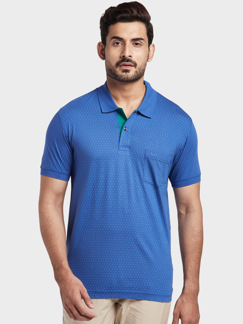 

ColorPlus Men Blue Printed Polo Collar T-shirt