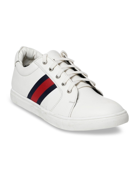 

Bruno Manetti Men White & Red Striped Sneakers