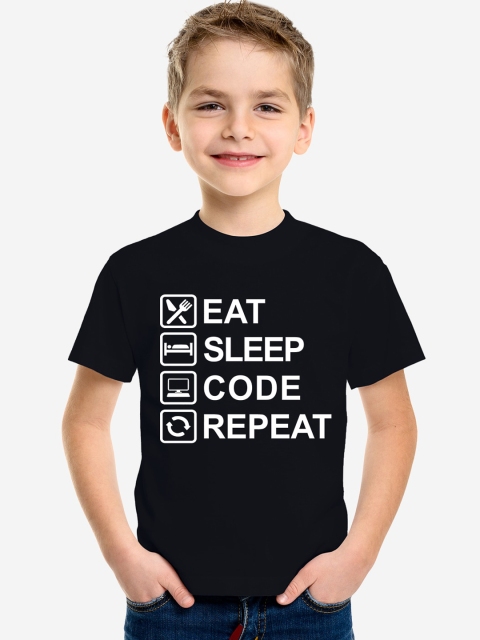 

MAGIC TEES Boys Black & White Printed Round Neck T-shirt