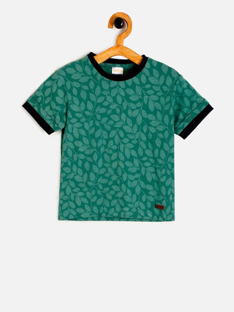 

Aomi Boys Green Printed Round Neck T-shirt