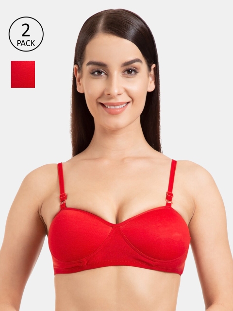 

Tweens Pack of 2 Red Solid Non-Wired Lightly Padded Bras TW-422-2PC-RD-30B