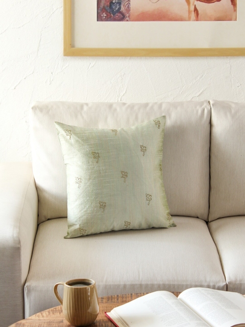 

House This Sea Green Single Self Design Square Cushion Covers