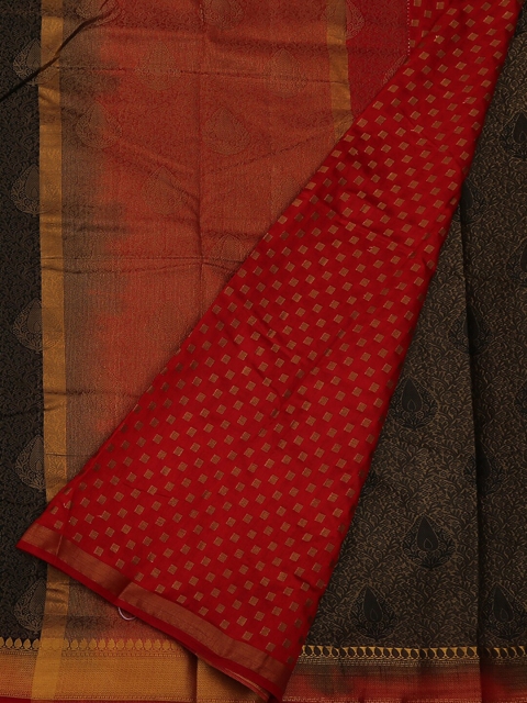 

Pothys Black & Red Jute Silk Woven Design Saree
