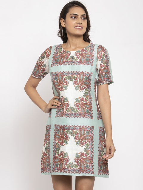 

Magnetic Designs Women Green Printed A-Line Dress