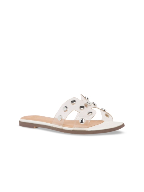 

Sole To Soul Women Transparent Embellished Open Toe Flats