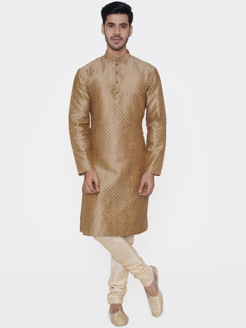 

TABARD Men Beige Woven Design Kurta with Pyjamas
