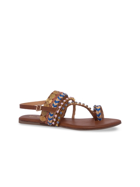 

Inc 5 Women Tan Brown Woven Design One Toe Flats