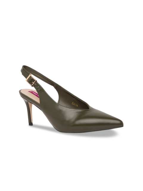

Sole To Soul Women Olive Green Solid Pumps
