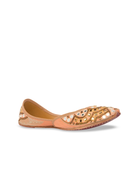 

Sole To Soul Women Peach-Coloured Embellished Mojaris