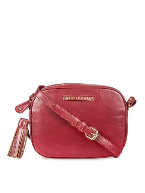 

THE GUSTO Maroon Solid Sling Bag