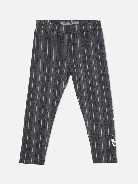 

VITAMINS Girls Charcoal Grey Striped Skinny-Fit Treggings