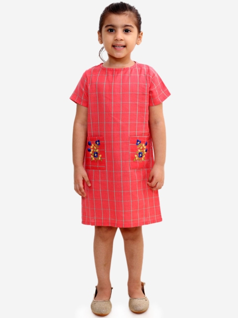 

Lil Peacock Girls Red Checked A-Line Dress