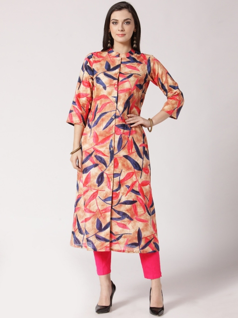 

Jompers Women Pink & Blue Printed A-Line Kurta
