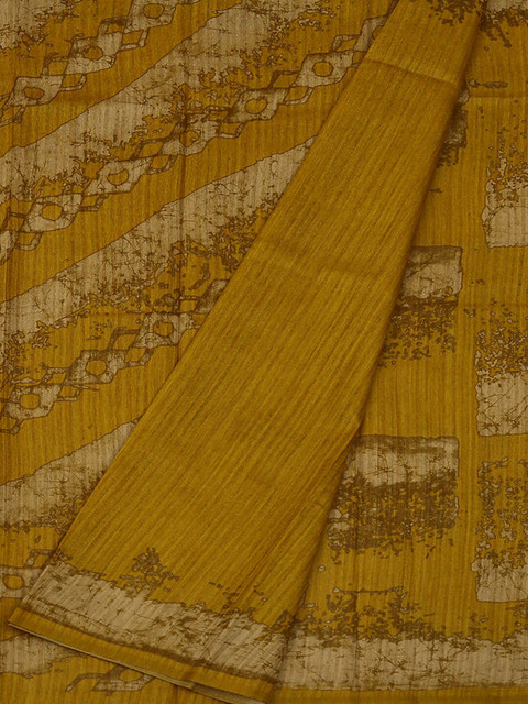 

Pothys Mustard Printed Jute Silk Saree