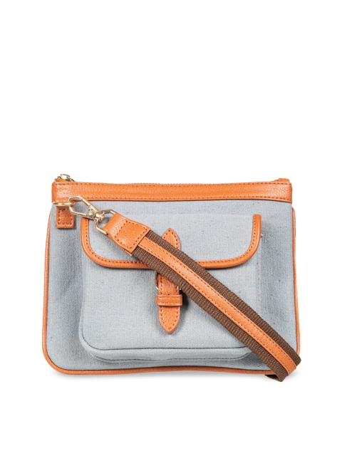 THE GUSTO Grey & Orange Colourblocked Sling Bag