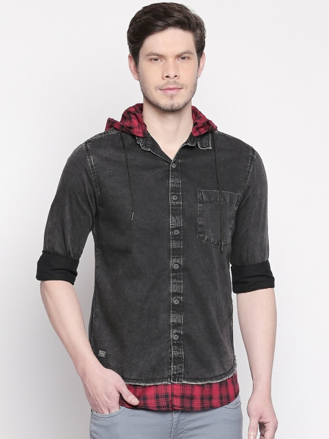 

Mufti Men Black Slim Fit Faded Casual Shirt