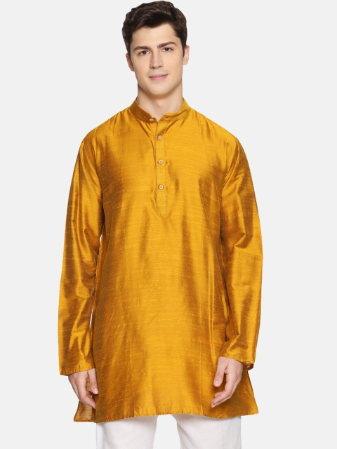 

TATTVA Men Mustard Yellow Solid Straight Kurta