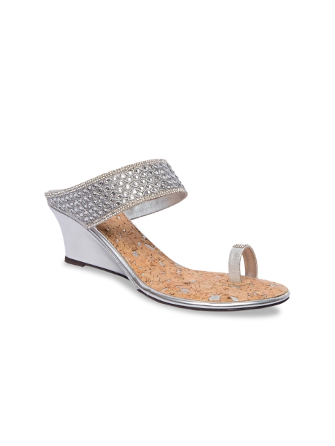 

Inc 5 Women Silver-Toned Textured Wedges