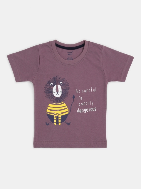 

Toonyport Boys Purple Printed Round Neck T-shirt