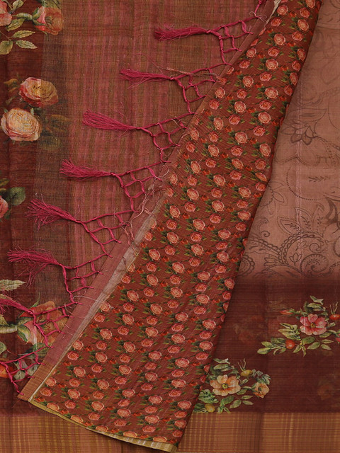 

Pothys Magenta Printed Jute Silk Saree