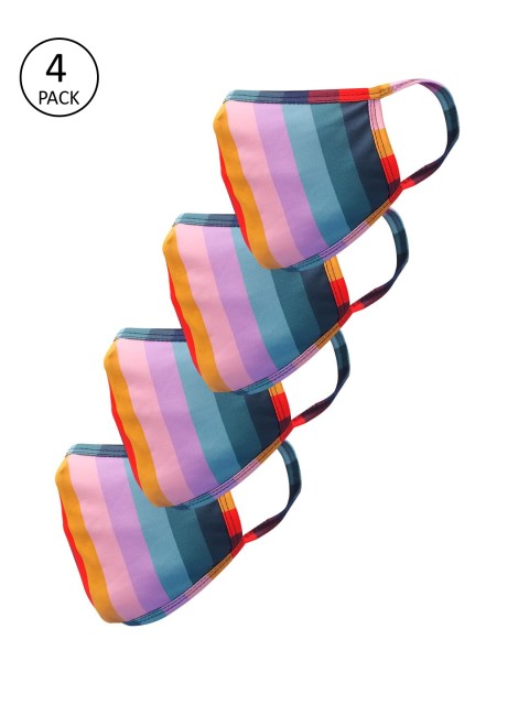 

nestroots Unisex Pack of 4 Pcs Multicoloured Reusable 2-Ply Outdoor Cloth Masks, Multi