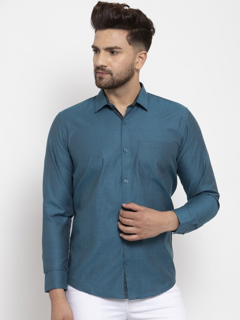 

JAINISH Men Blue Smart Regular Fit Self Design Casual Shirt