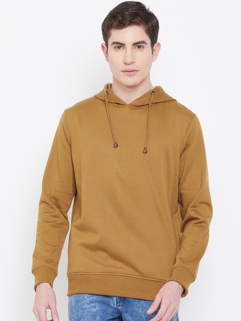 

wesquare Men Mustard Yellow Solid Hooded Sweatshirt
