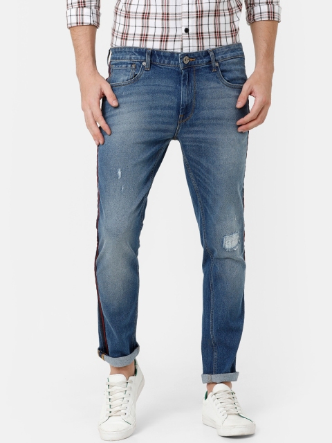 

Voi Jeans Men Blue Slim Fit Mid-Rise Low Distress Jeans