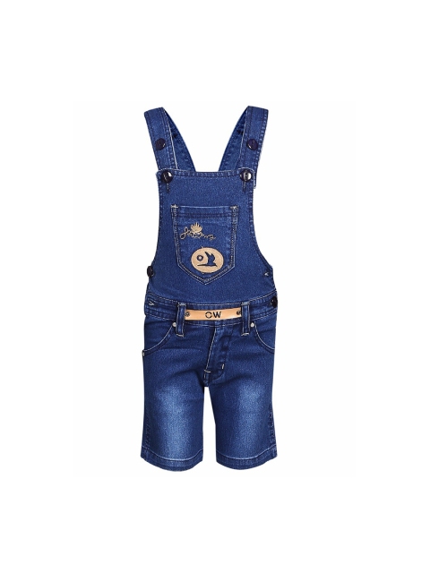 

FirstClap Kids Blue Solid Denim Knee-Length Dungarees