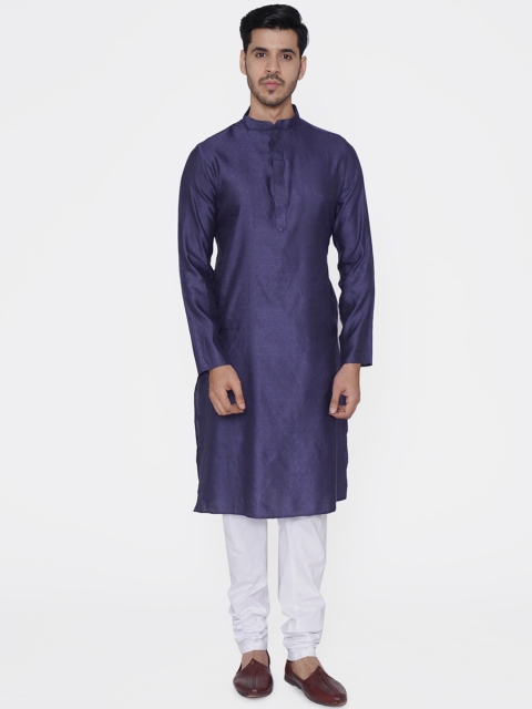 

TABARD Men Blue Woven Design Straight Kurta