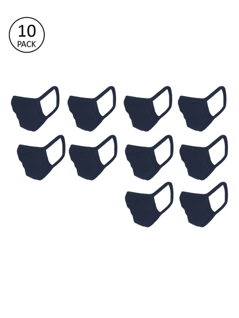 

nestroots Adults Navy Blue 10 Pcs Solid 2-Ply Reusable Outdoor Cloth Mask