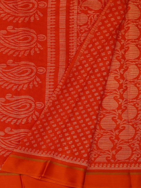 

Pothys Orange Printed Jute Silk Saree