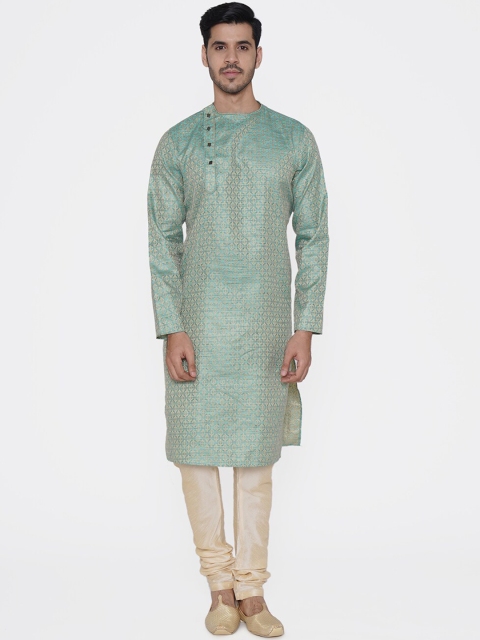 

TABARD Men Green & Beige Woven Design Kurta with Churidar