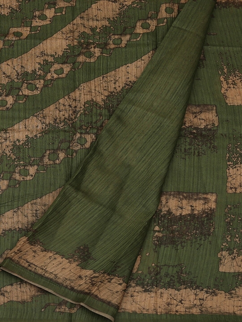 

Pothys Green Printed Jute Silk Saree