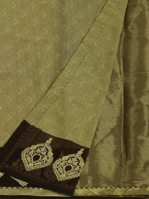 

Pothys Yellow & Brown Poly Georgette Woven Design Saree