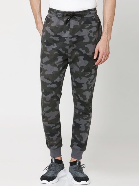 

Mufti Men Grey & Black Camouflage Slim-Fit Joggers