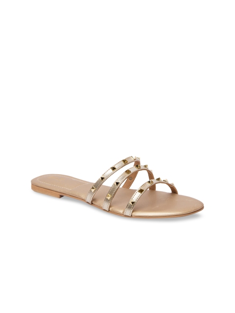 

Inc 5 Women Gold-Toned Embellished Open Toe Flats