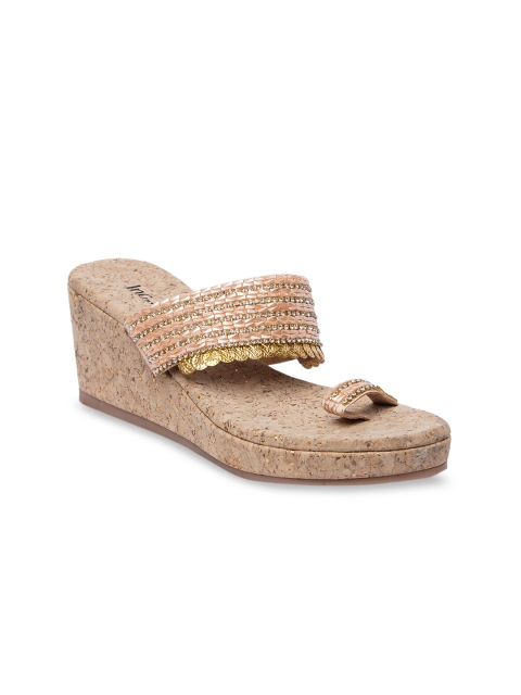 

Inc 5 Women Beige Embellished Wedges