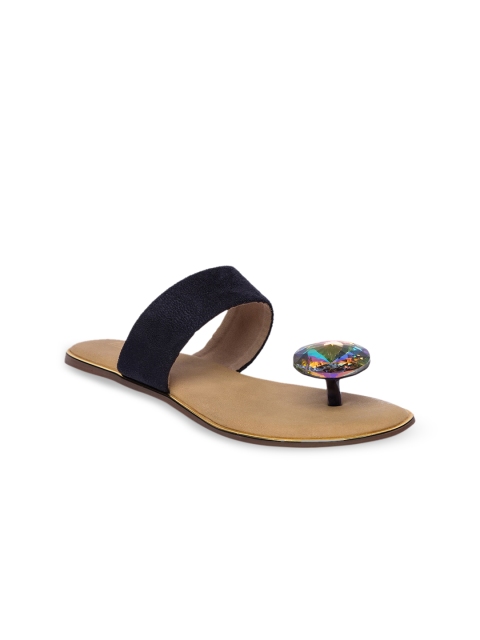 

Inc 5 Women Navy Blue Solid One Toe Flats