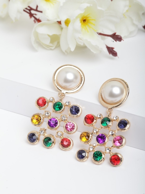 

AVANT-GARDE PARIS Gold-Plated Multicoloured Geometric Drop Earrings, Multi
