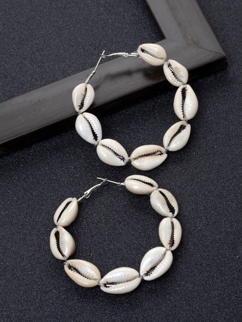 

Ibtida Rhodium-Plated & White Oxidised Circular Hoop Earrings, Silver