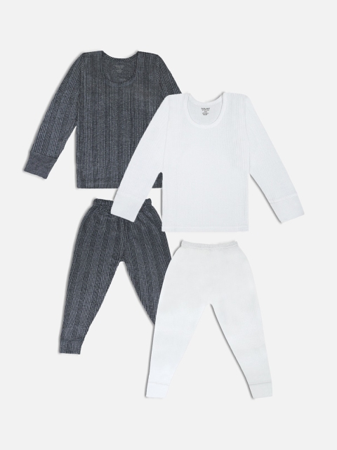 

Miss & Chief Kids Pack of 2 Striped Thermal Sets, Grey