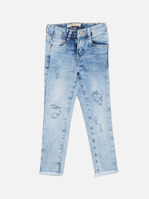 

VITAMINS Girls Blue Skinny Fit Mid-Rise Mildly Distressed Jeans
